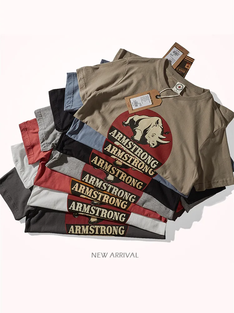 プリントTシャツ 半袖 カジュアル アメリカン レトロ スリム メンズレトロアメリカンプリントtシャツ,半袖ラウンドネックt