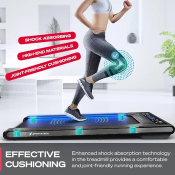 Walking Pad Treadmill Under Desk  | Quiet Portable 300lbs Treadmills with Remote Control + App | Premium Fitness Workout 5