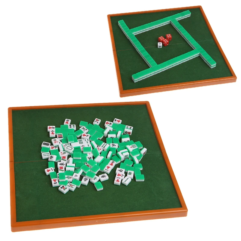 Mini portátil 144 conjunto de Mahjong Mah jong mesa de juego