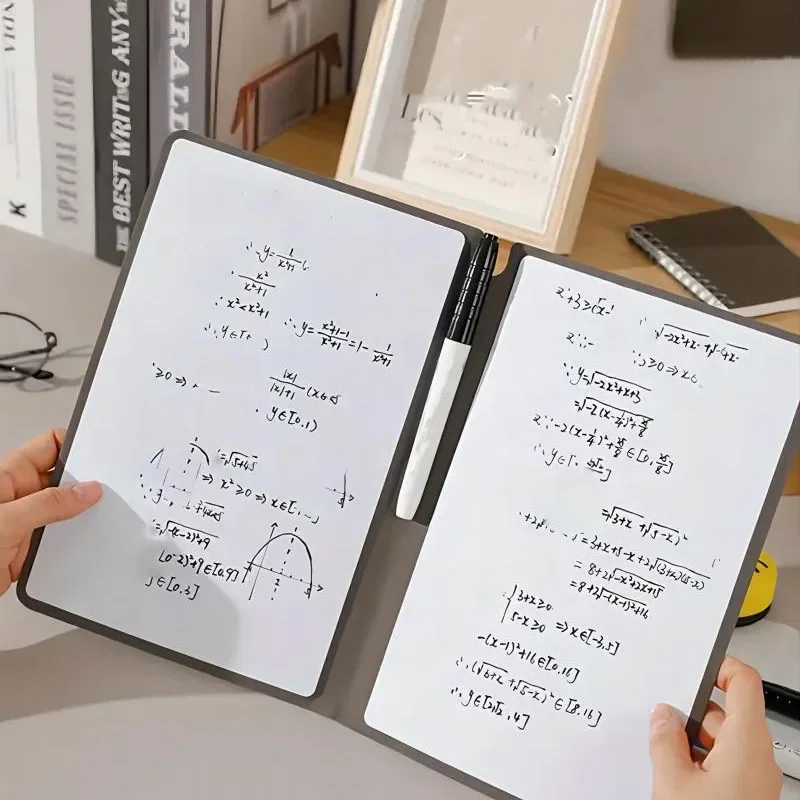 1 Pcs Reusable Whiteboard Notebook Set With Whiteboard Pen Erasing Cloth Leather Memo Pad Weekly Planner Portable Stylish Office - 5