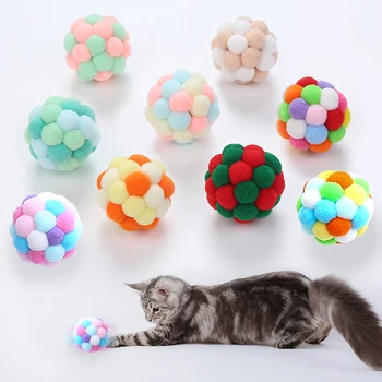 고양이 장난감 다채로운 수제 종 공, 탄성 공, 상호 작용 체이스 애완 동물 용품