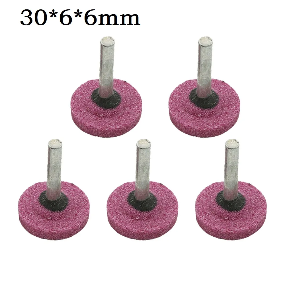

5pcs 6mm Shank Polishing Head Wheel Head Abrasive Mounted Stone Flat Shape For Rotary Tool Grinding Stone Wheel Head Tools