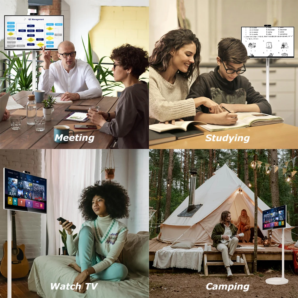 24 Inch Fhd 1080p Display Mobile Smart Tv Touch Screen Indoor Portable Tv With Battery