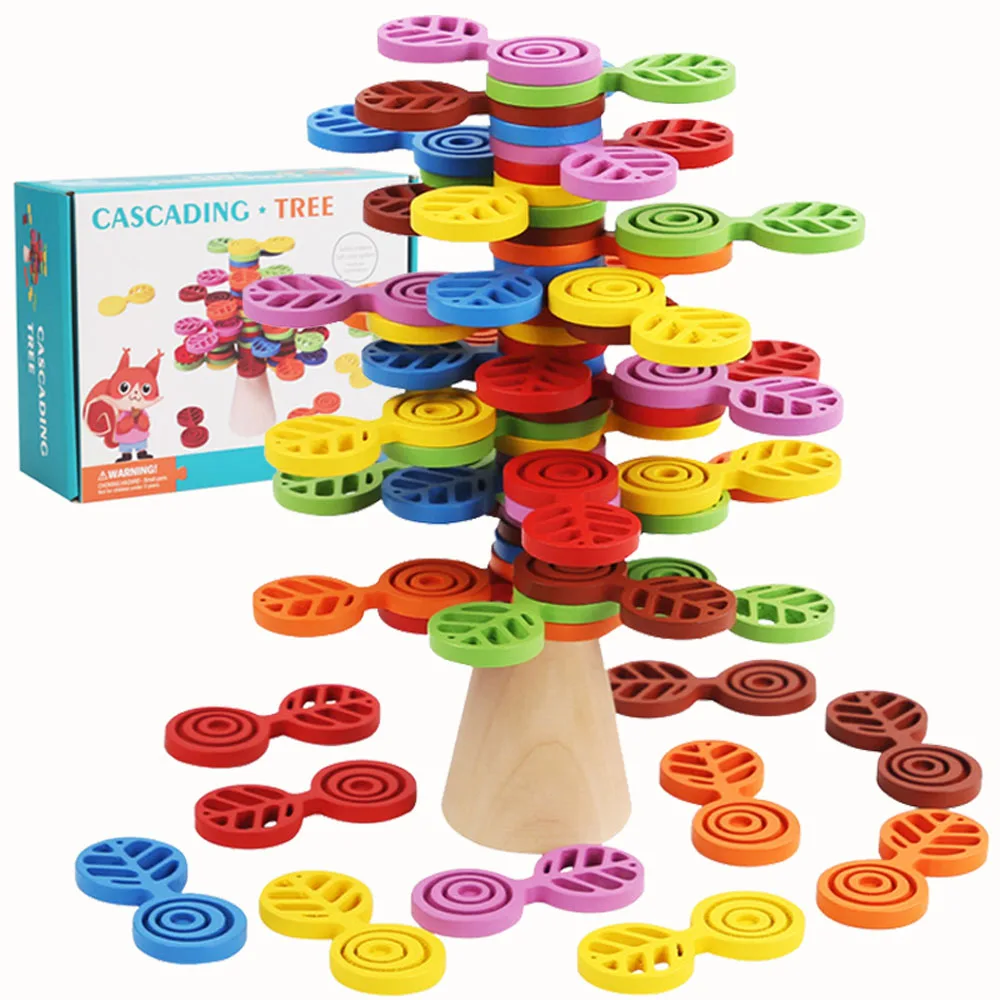 

Diy Puzzle Wooden Creative Tree Rainbow Blocks Baby Jenga Color Balance Game Hand-Eye Coordination Educational Toys