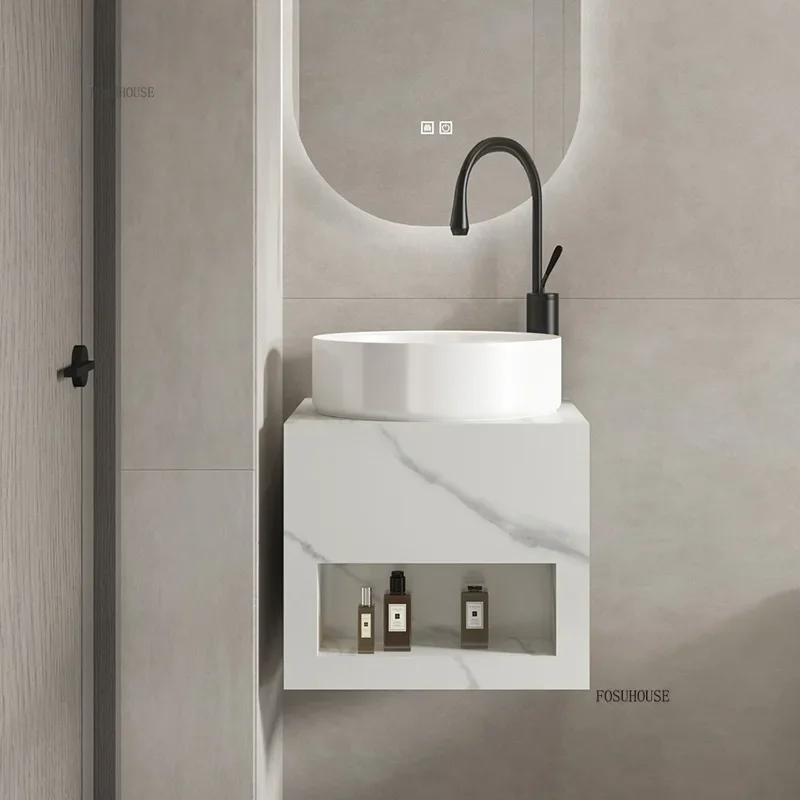 ตู้ใต้อ่างล้างหน้าแบบติดผนังหินชนวนสุดหรู อ่างล้างหน้าสำหรับอพาร์ทเมนต์ขนาดเล็ก อ่างล้างหน้าสำหรับระเบียงห้องน้ำ อ่างล้างหน้าประหยัดพื้นที่ดีไซน์สร้างสรรค์ อ่างล้างหน้าสำหรับห้องน้ำ 1