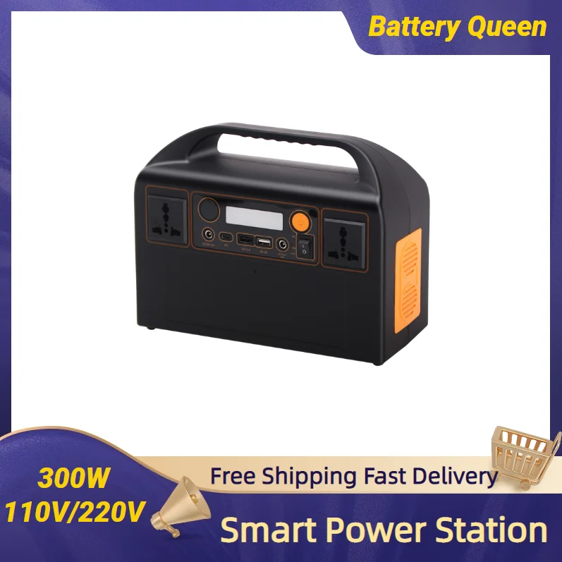 

Portable Power Station 110V 220V AC 300W Power Station Portable Solar Generator Powering Car Refrigerator TV Drone Laptops