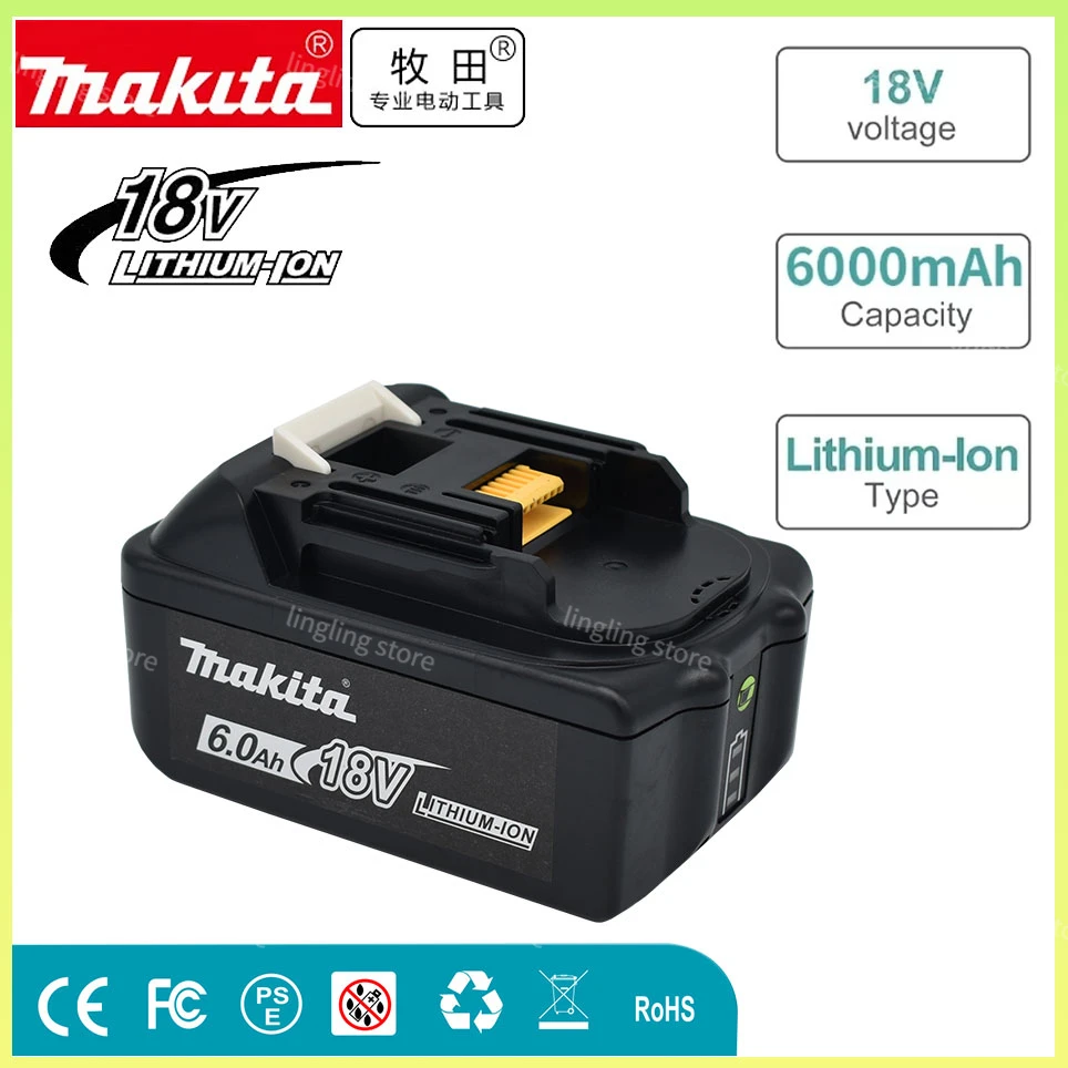 

Original Makita 6Ah/5Ah/4AH/3Ah for Makita 18V Battery BL1830B BL1850B BL1850 BL1840 BL1860 BL1815 Replacement Lithium Battery