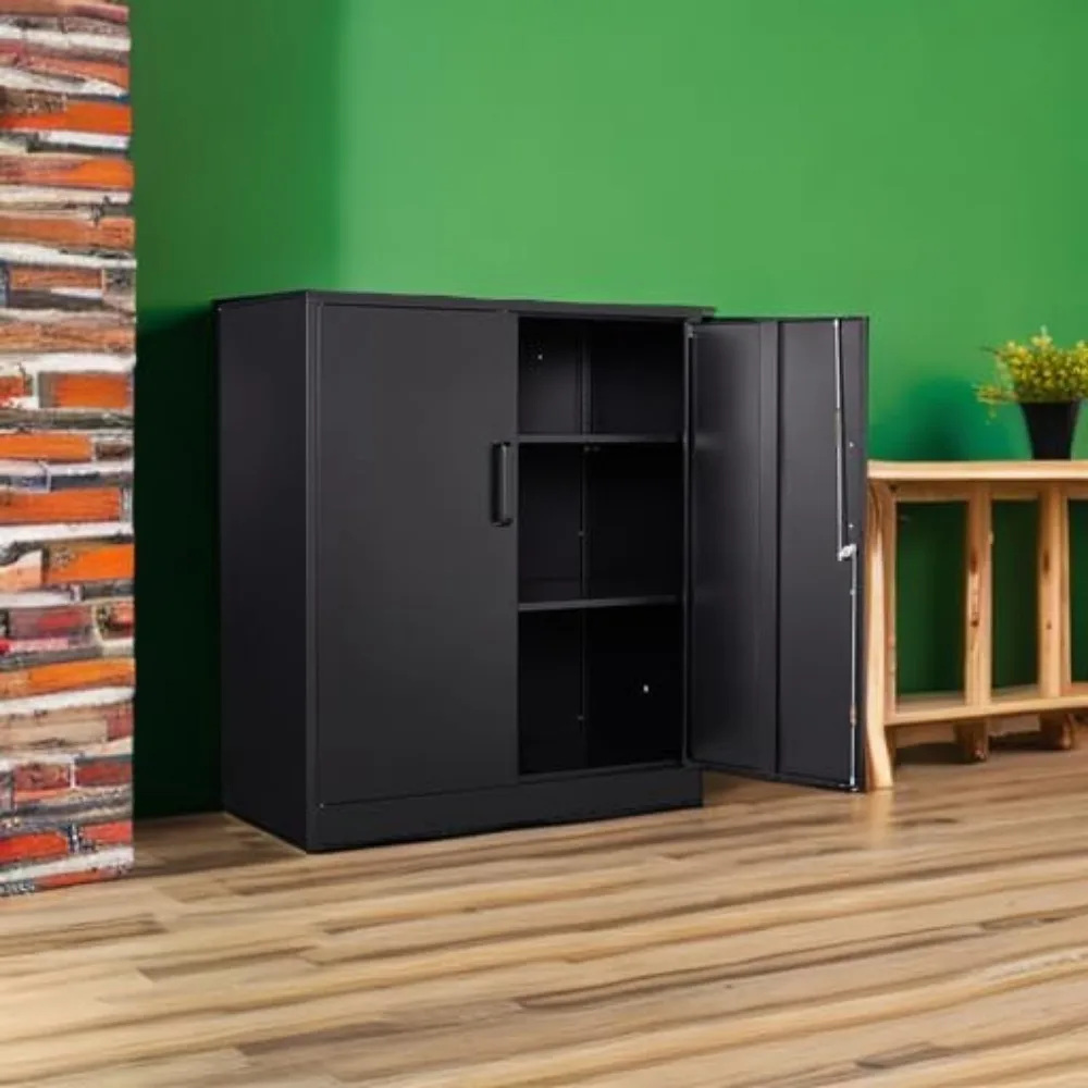 Metal Garage Storage Cabinet with 2 Doors and 2 Adjustable Shelves - 35.5" Steel Lockable File Locking Counter Cabinet 6