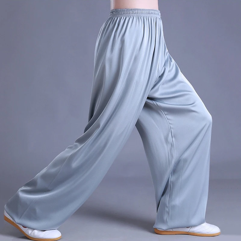 Silk Tai Chi Kung Fu Martial Arts and Yoga Pants Quick-Drying Elastic Waist Lounge Trousers