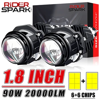1.8 Inch Mini Size Bi LED Projector Lenses For H4 H7 HB3 HB4 9005 9006 Headlight Bulbs 90W Retrofit For Motorcycle Car Universal 1