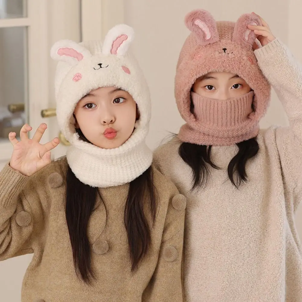 Polyester Kids Winter Hat Scarf Set Warm Ears Protection