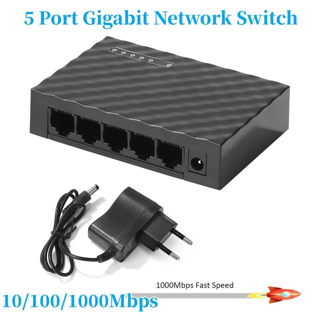Switch de Rede Gigabit Ethernet Smart Switcher Alto Desempenho Internet Splitter Plug And Play Hub Rj45 1000mbps Portas