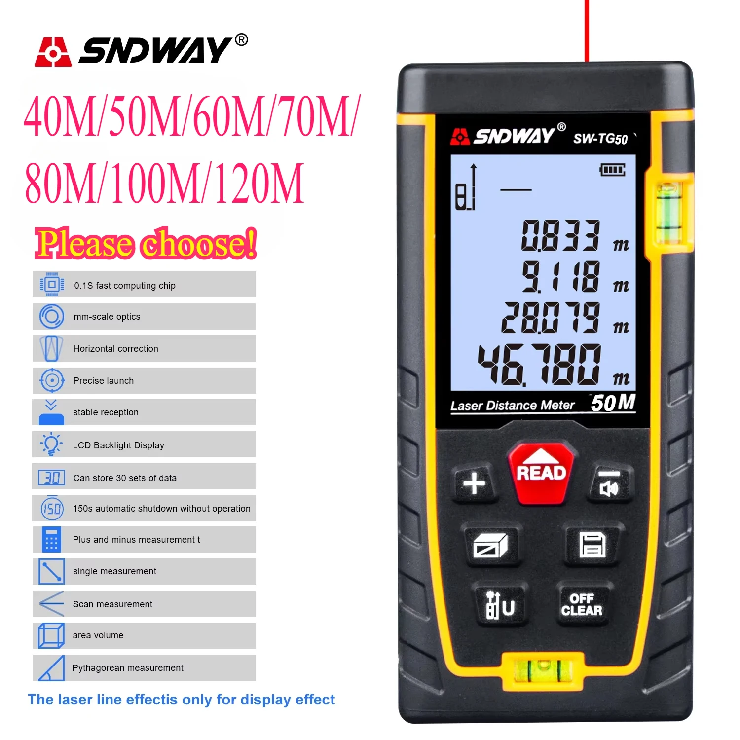 SNDWAY laser distance meter Laser Rangefinders laser tape range finder build measure device ruler test tool