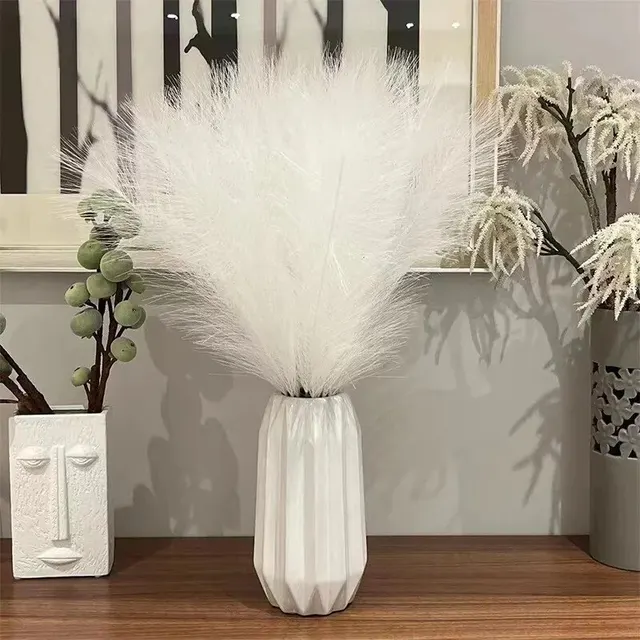 10PCS Artificial Pompous Grass Pompass Branches Fake Fluffy Stems Plants Vase Filler for Home Boho Decor Flower Arrangement 4