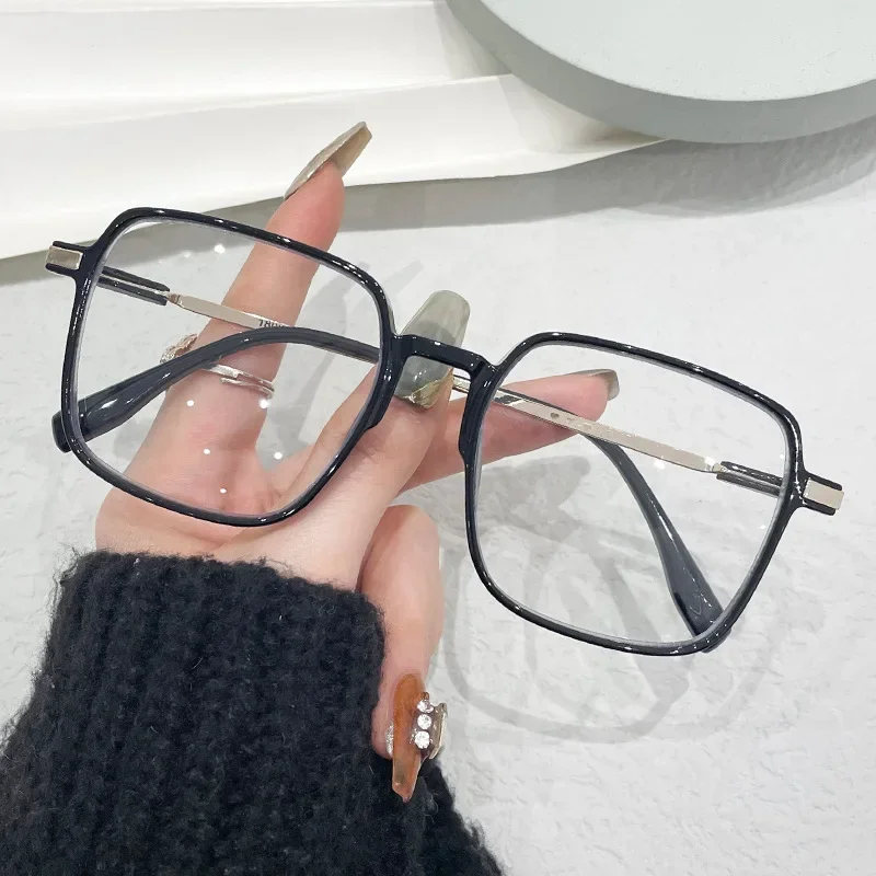 Ultra Light Anti Blue Light Glasses for Women Cool Brown Large Frame Flat Lens High Beauty Presbyopia Glasses 0+1.0+1.5+2.0+4.0 4