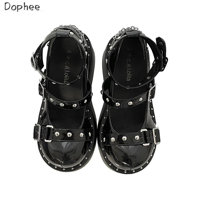 

Dophee Original Japan Style Spice Girls Thick Soled Shoes Y2K Subculture Punk Lolita Shoes Ankle Strap High Heels Leather Shoes