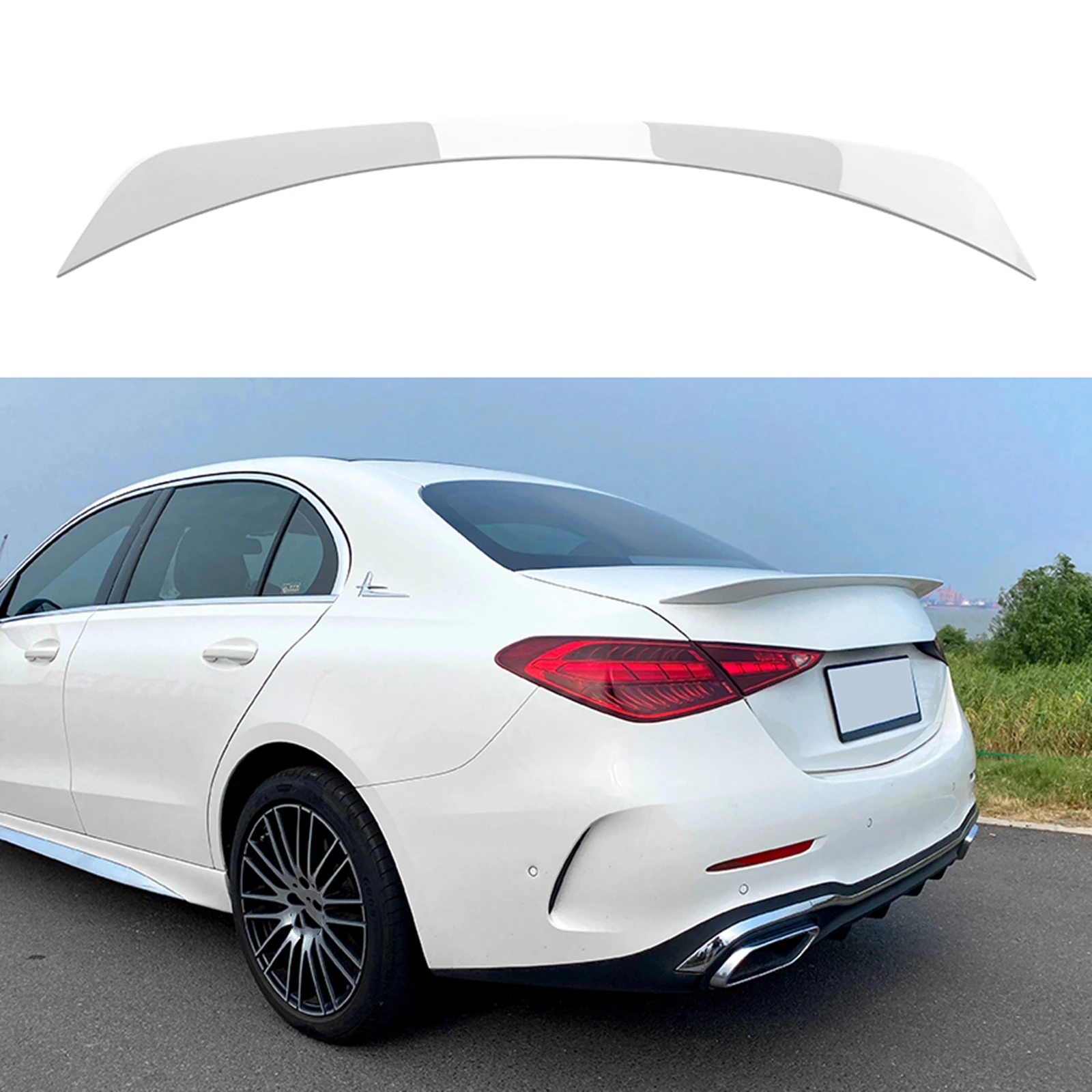 

Rear Trunk Spoiler Wing For Mercedes Benz C-Class W206 2021-2022 C200 C260 C300 White/Black/Carbon Fiber Look Tail Splitter Lip