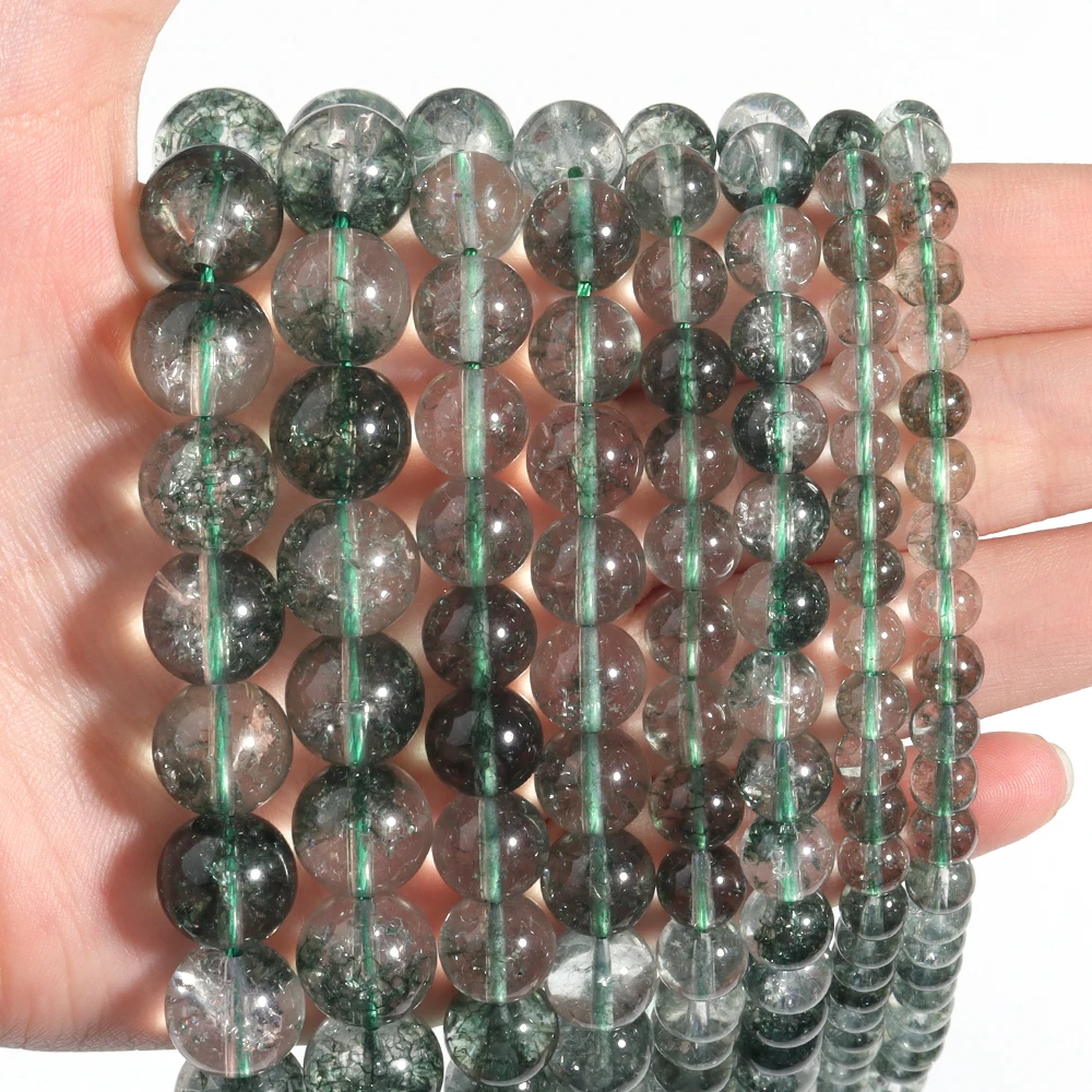 32 Cuentas Redondas De Piedra De Jade Verde Natural Y Blanco De 12 Mm