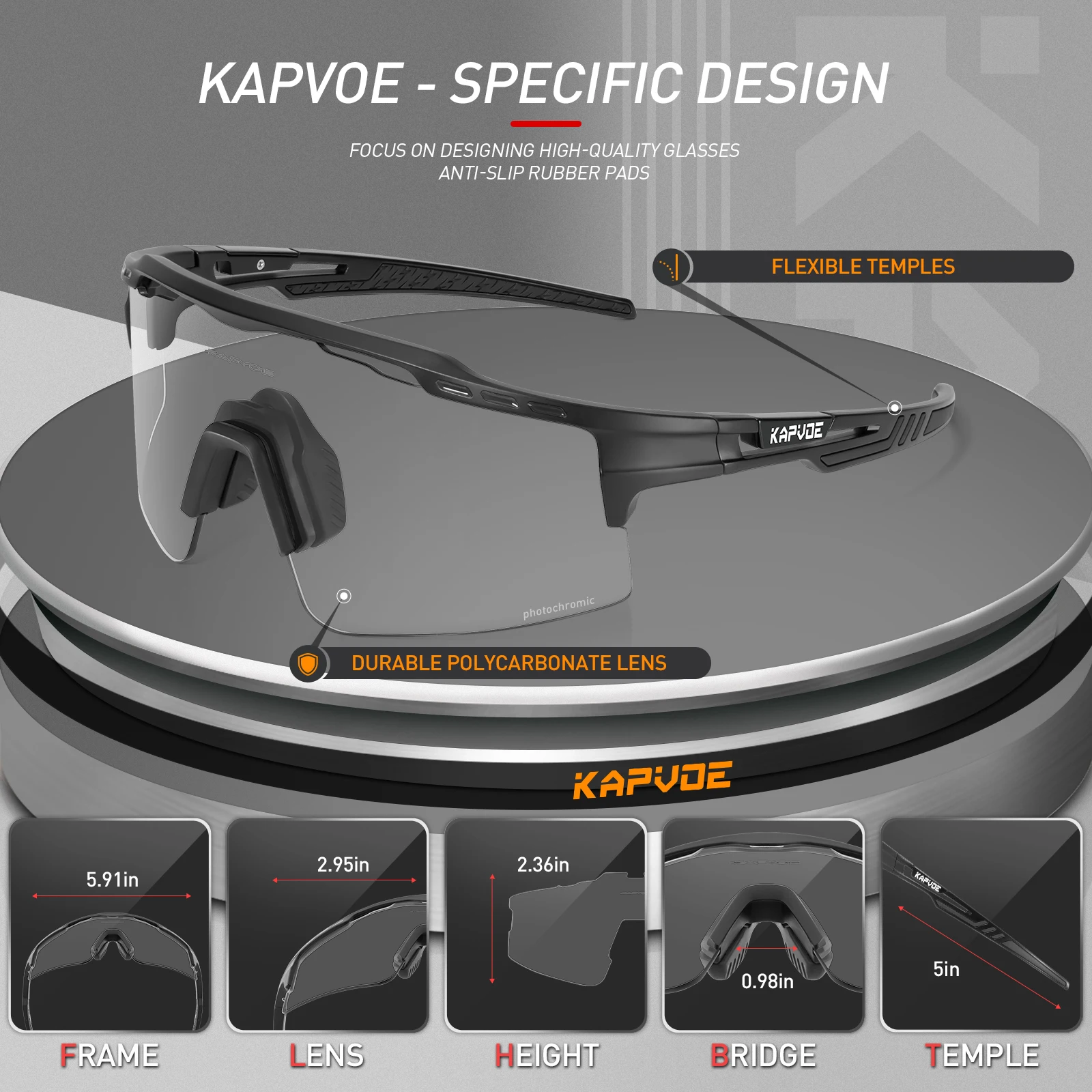 Kapvoe Anti-Fog Photochromic Sunglasses Cycling Glasses MTB for Men Sport Speed Road Mountain Bike Bicycle Cycl Eyewear Goggle