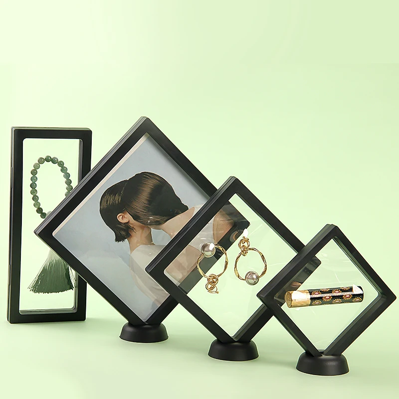 Jewelry Display Shadow Box Candy Color 3D Floating Picture Frame Coin Ring Pendant Holder Protection Gem Stone Presentation Case 3d floating picture frame shadow jewelry box display stand ring pendant holder protect pe film jewelry stone presentation case