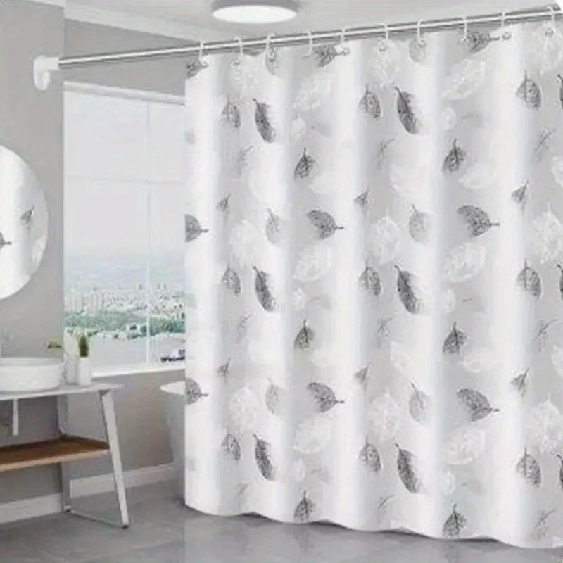 Shower Curtain with Hooks Rustproof Metal Grommets Waterproof Leaf Patterns for Bathroom