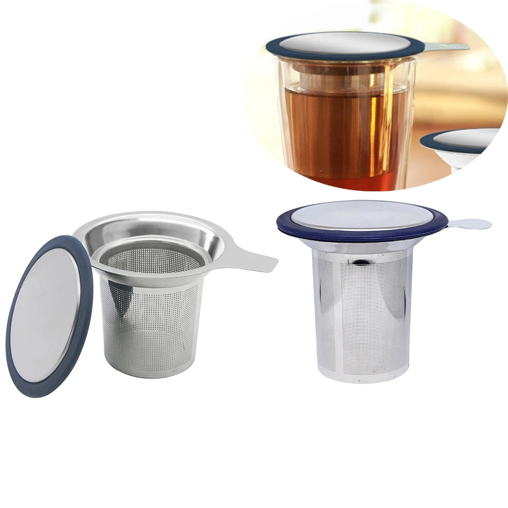 

Reusable Stainless Steel Tea Infuser Basket Fine Mesh Tea Strainer With Handles Lid Tea And Coffee Filters For Loose Tea Leaf