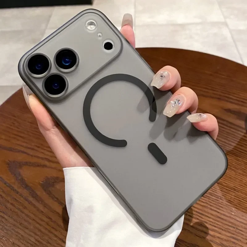 Luxury Ultra-Thin Matte Clear Magnetic Wireless Charging Case