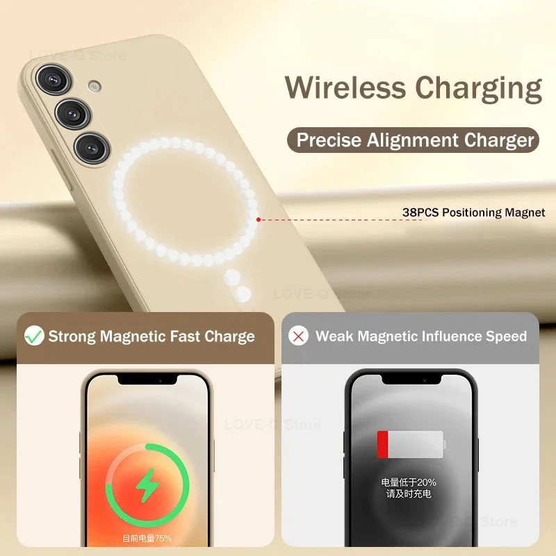Enhanced Liquid Silicone Magnetic Wireless Charging Case - Soft Cover with Magsafe Compatibility