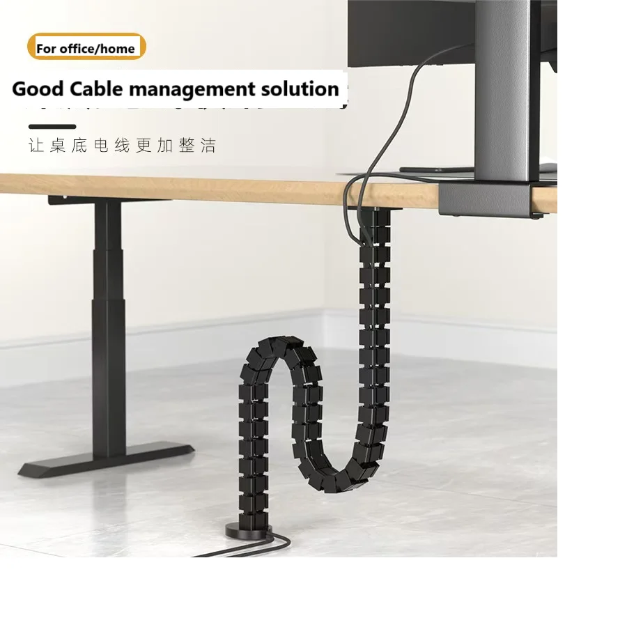 ISRTAO Underdesk Cable Management Solution Snake Cable Spine Flexible Cable Sleeve Organizer for Desktop Wire Organization