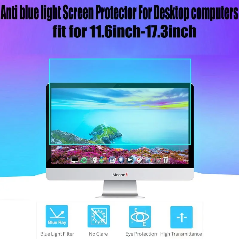 PC 컴퓨터용 블루 라이트 차단 스크린 보호대, 높은 투과율, 안티 UV 글레어 필터, 12.5, 13.3, 14, 15, 16, 17, 17.3nch