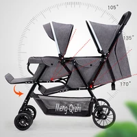 Poussette jumelle pliable ultra légère en alliage d'aluminium pour enfants, landau pour bébé 4