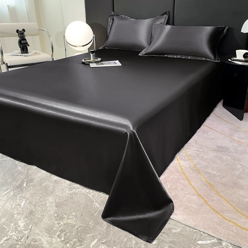 Luxury Satin Flat Sheet, Solid Color Bedsheet, Soft, Comfortable, Single, Double, Twin, King Size Bedding 230x250cm/180x230cm 3