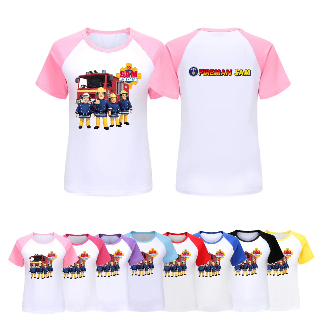 

FIREMAN SAM Tshirt Kids Cartoon Fire Fighter Clothes Teenager Boys O-Neck Tops Girls Short Sleeves T-shirts Children's Clothing