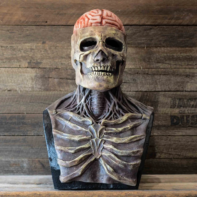 2025 Halloween Latex Skeleton Head Mask Horror Brain Helmet Mask Cosplay Party Supplies Skull Full Face