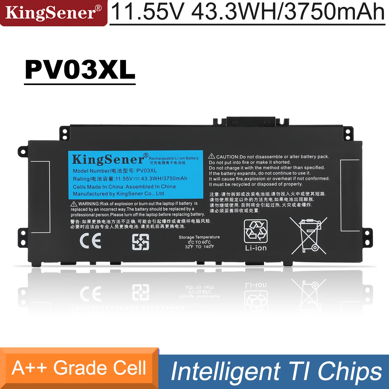 Bateria Kingsener para Pavilhão hp Pv03xl Pp03xl X360 13-bb 14-dv 14-dw 14m-dw 14-dk Hstnn-db9x Hstnn-ob1p L83388421