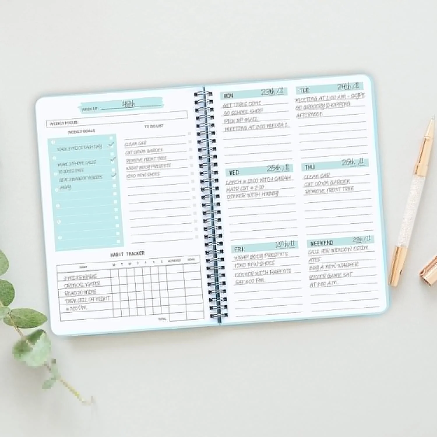 52-Week Weekly Planner To Do List Notebook Habit Tracker Spiral Goals/Work loose leaf notebook