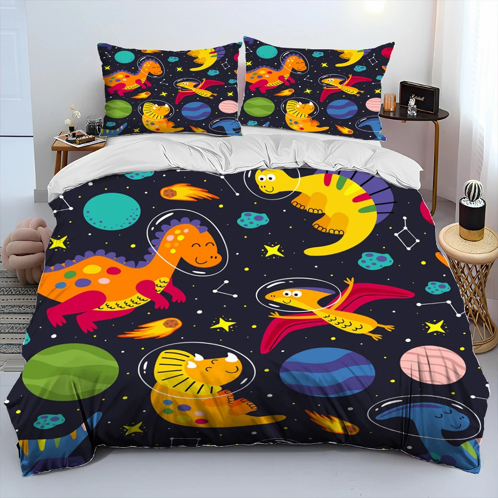 

Cartoon Dinosaur Space Cute Dino Children Gift Comforter Bedding Set,Duvet Cover Bed Set Quilt Cover Pillowcase,king Queen Size