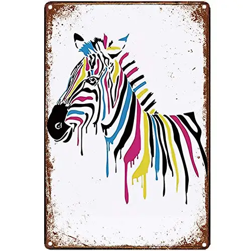 

Original Retro Design Colored Zebra Tin Metal Signs Wall Art Thick Tinplate Print Poster Wall Decoration