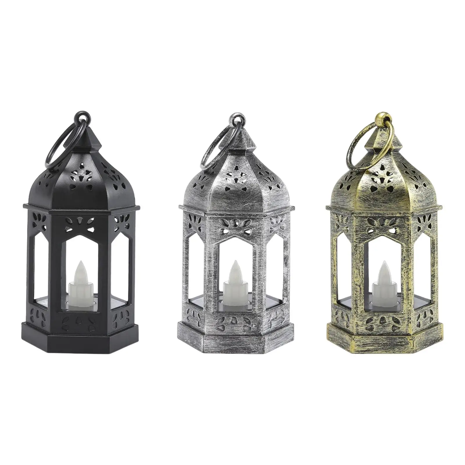 European Style Electronic Candle Lantern Wind Lamp Hanging Hook Candle Light for Garden Wedding Indoor Outdoor Home Decor