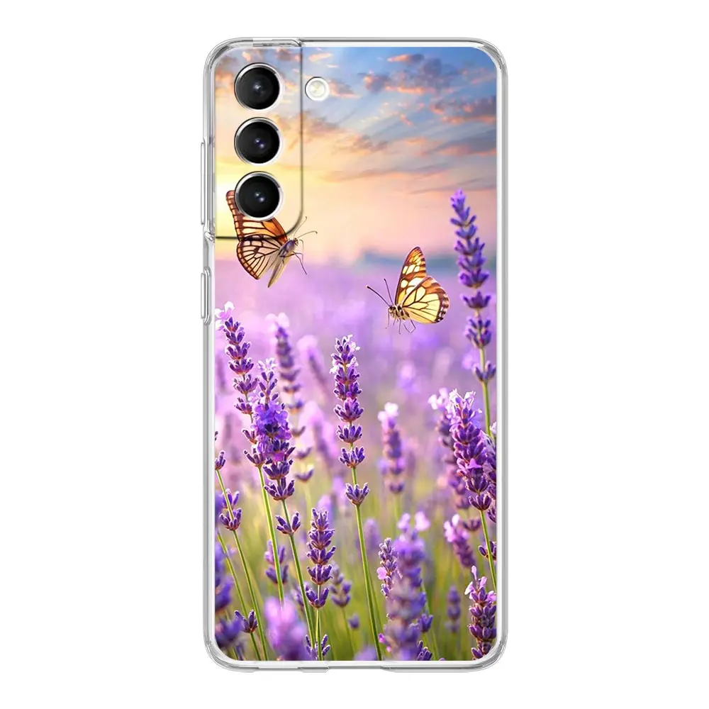 Clear Phone Case with Simple Lavender Purple Floral Design