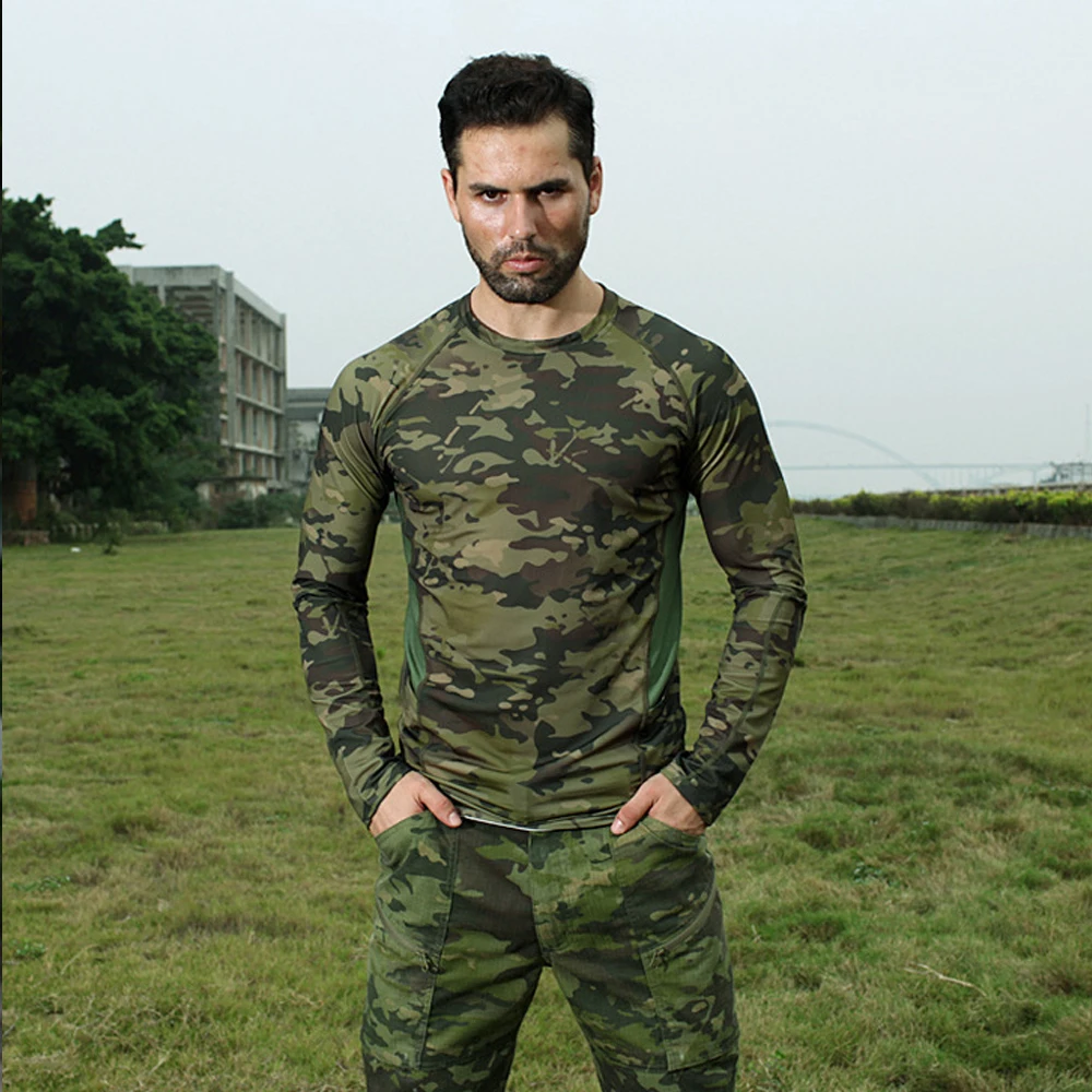 Chemise de Combat tactique pour hommes, t-shirt militaire de Camouflage, vêtements noirs Multicam respirants, équipement de chasse, T-Shirts Kyptek