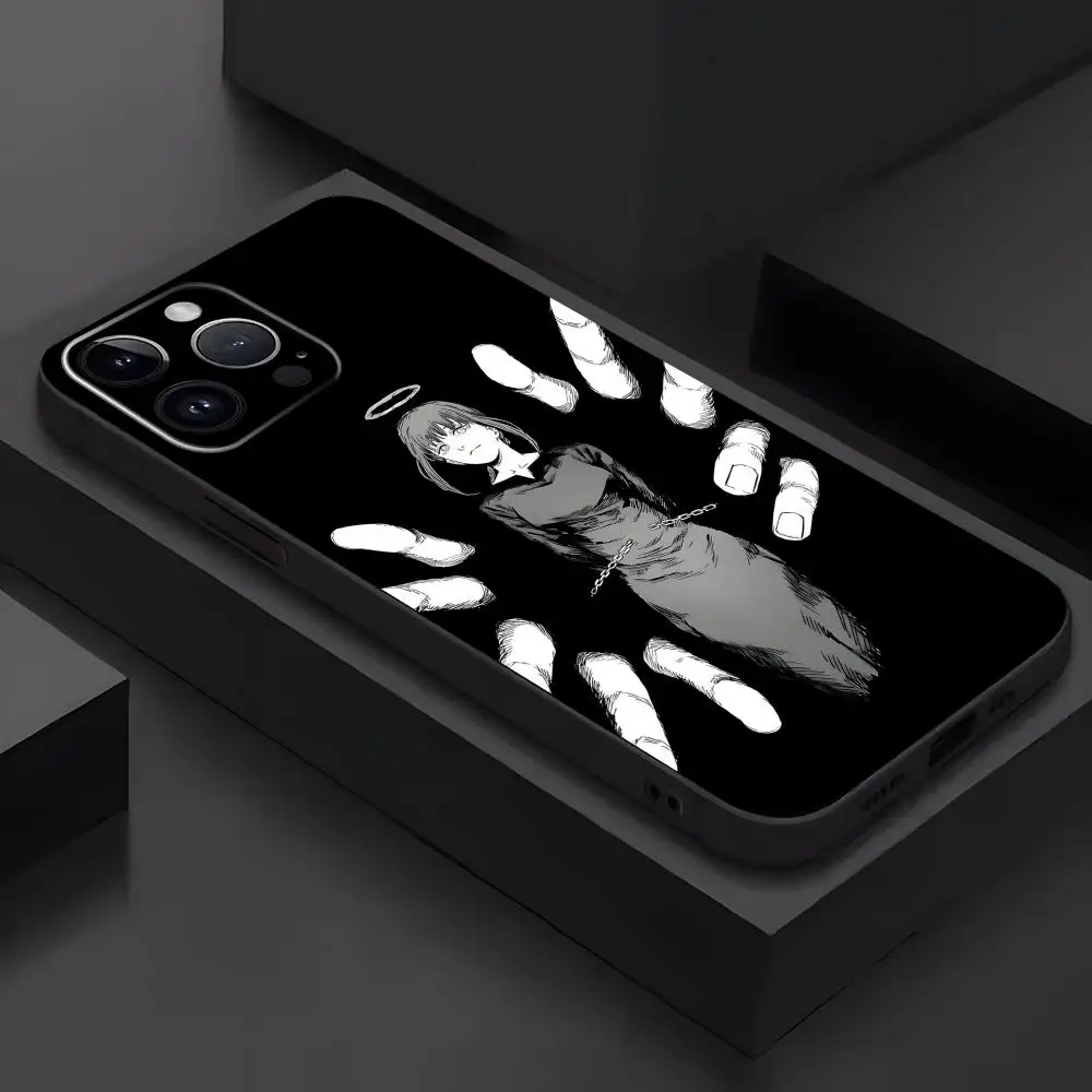 Premium Anime Chainsaw Man Shockproof Phone Case - Soft Black Cover