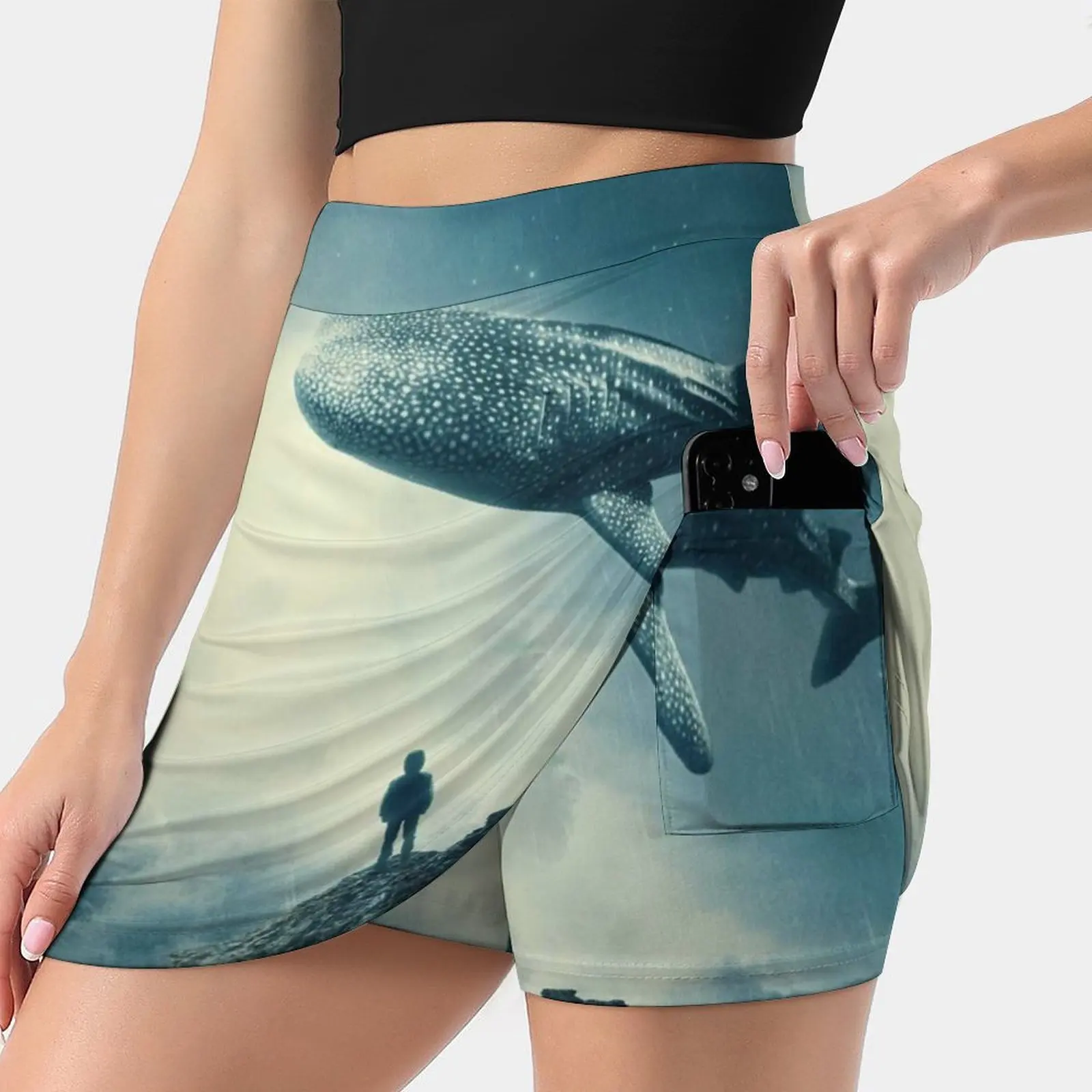 

Lost In Reverie Women's skirt Aesthetic skirts New Fashion Short Skirts Whale Boy Rain Dream Reverie Clouds Surreal Flying High