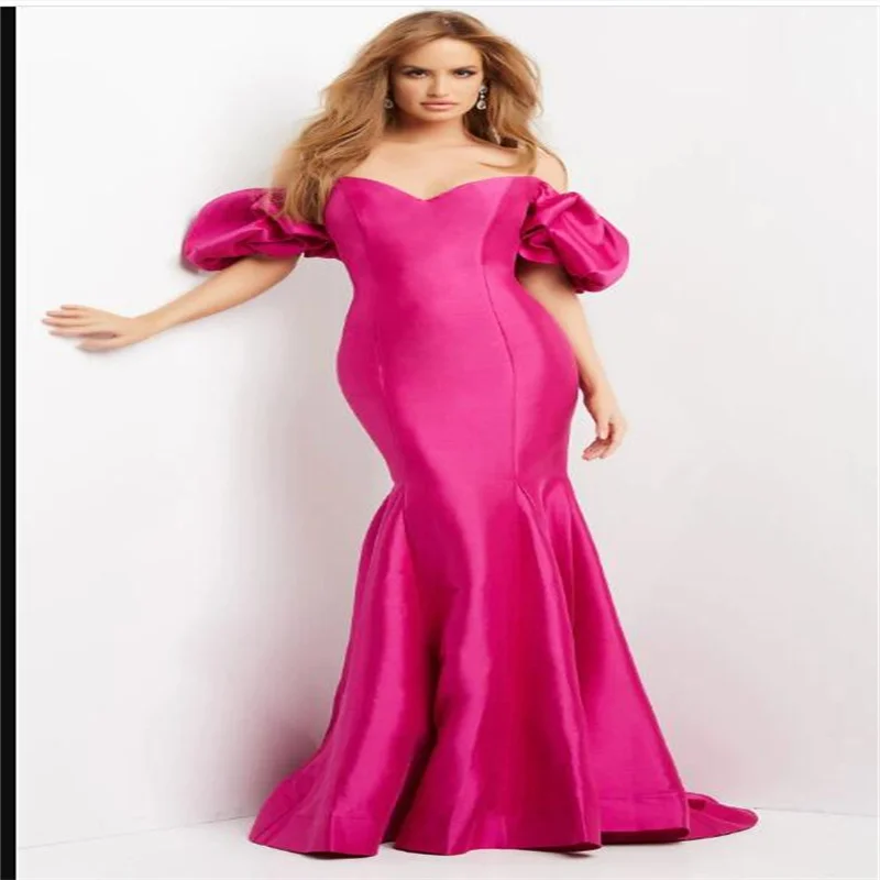 

Formal Dresses For Women Evening Simple Dubai Fuchsia Prom Dresses 2023 Arabic Elegant Off The Shoulder New Party Gowns LQ238