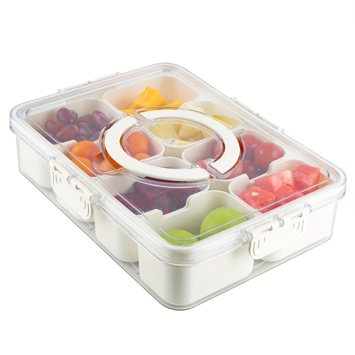 Stackable Plastic Food Serving Tray with Lid 8 Detachable Mini Boxes for Snacks, Salads, and Candy-for Organization