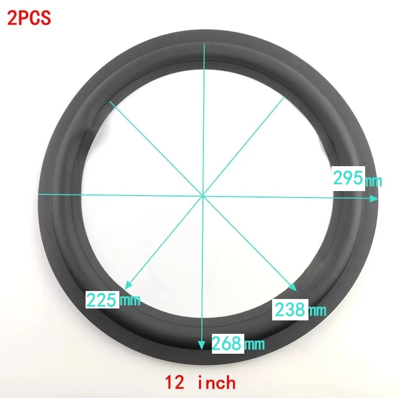 2Pcs 12 인치 스피커 고무 수리 서스펜션 서라운드 295MM 접이식 링 전체 범위 우퍼 스피커 교체 고무 가장자리
