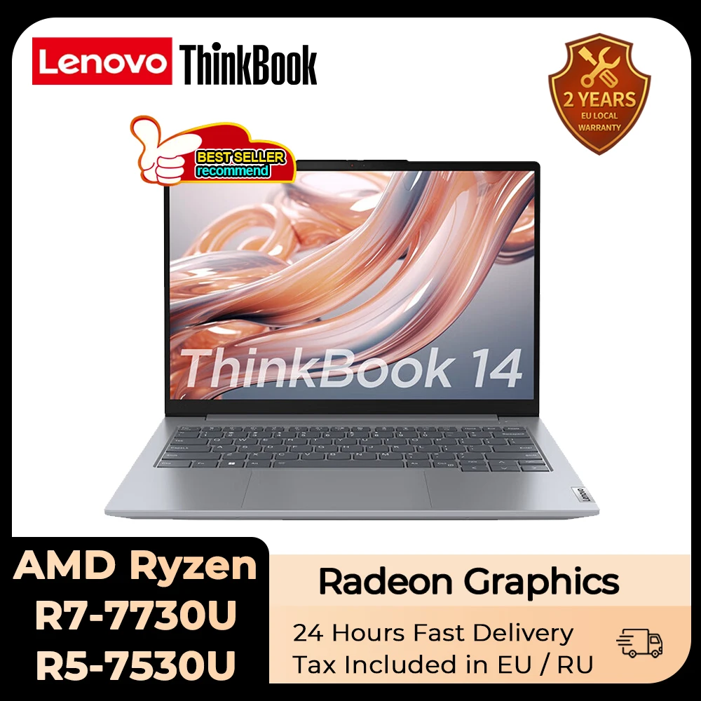 Ноутбук Lenovo 2023 ThinkBook 14 AMD R5 7530U/R7 7730U Radeon Graphics 16 Гб RAM 1 ТБ/2 ТБ SSD 14 дюймов 2,2 K клавиатура с подсветкой ноутбук
