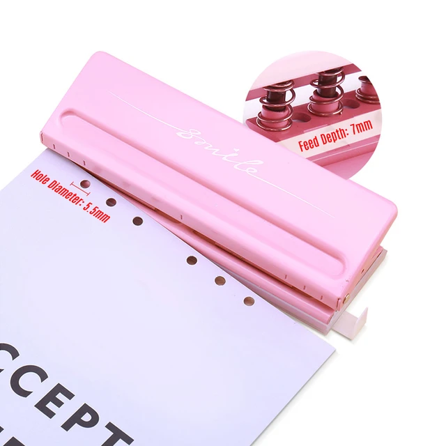 Good Adjustable 6-Hole Desktop Punch Puncher with 6 Sheet Capacity  Organizer Six Ring Binder for