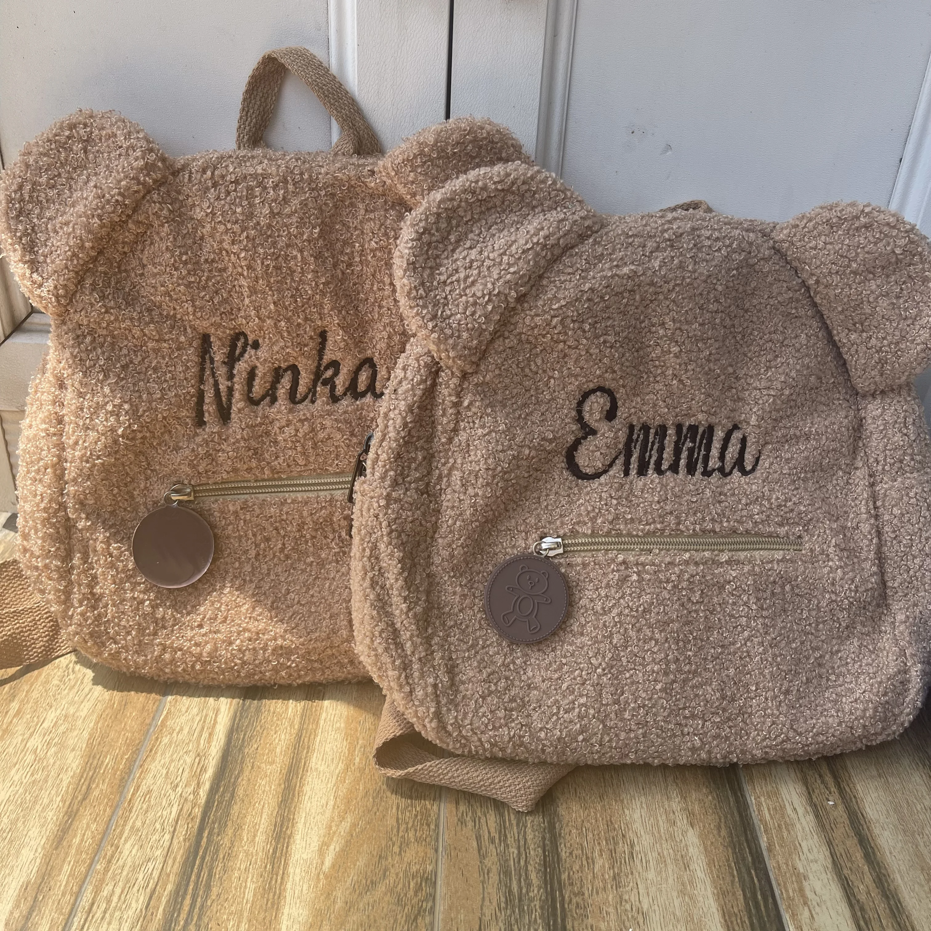 

Customized Embroidery Name Bear Backpack Personalized Portable Children Travel Shopping Rucksack Women's Cute Bear Shoulder Bags