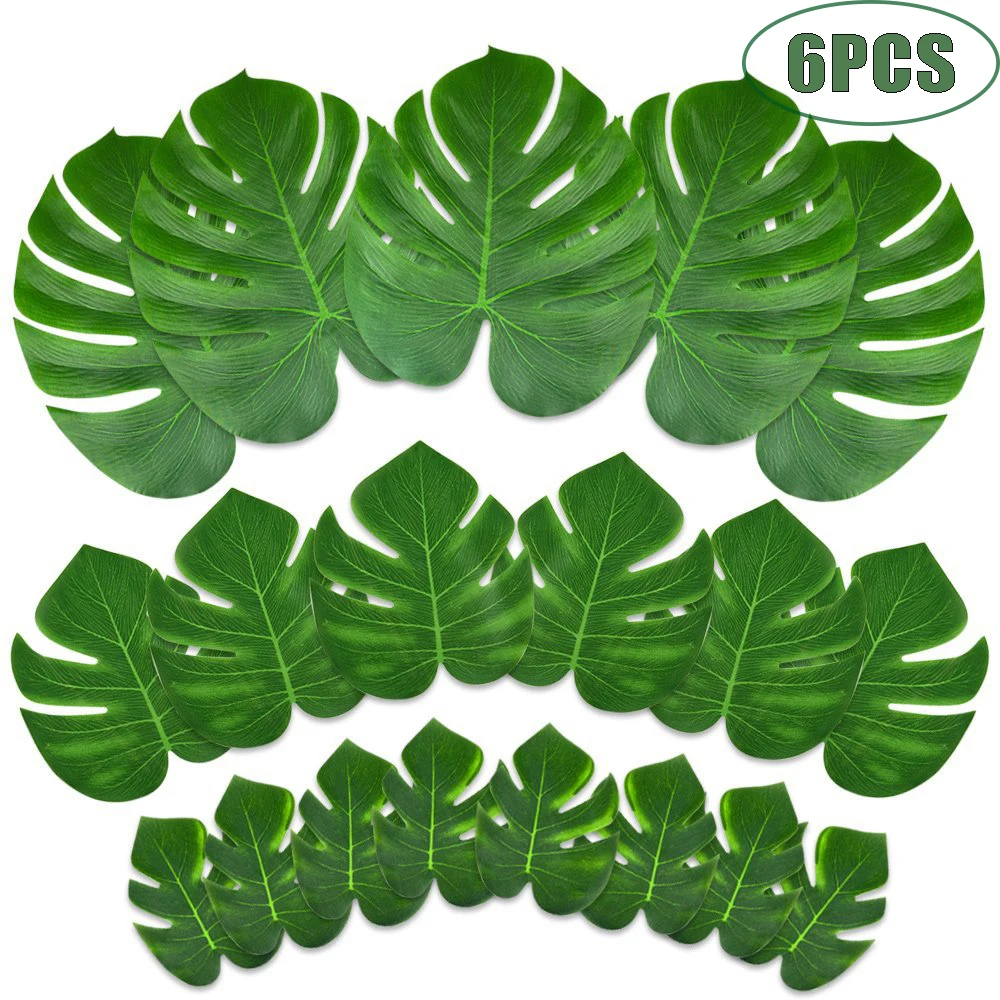 Tanie 6 sztuk sztuczna tropikalna palma liście